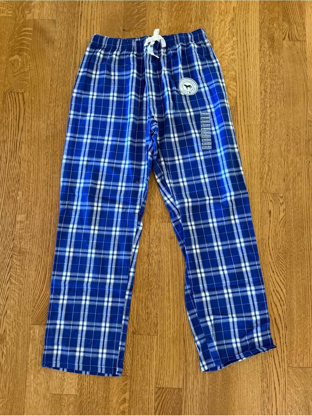 NWT Desert International Horse Park DIHP Blue Plaid Cotton Flannel PJ Pants sz M